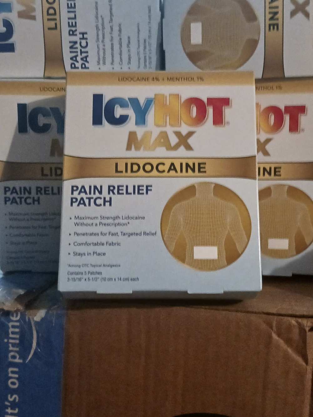 5x IcyHot Max Lidocaine Pain Relief Patch - White & Gold Packaging